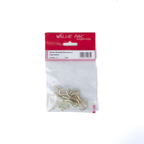 25mm EB Shouldered Cup Hooks (Pack of 14)