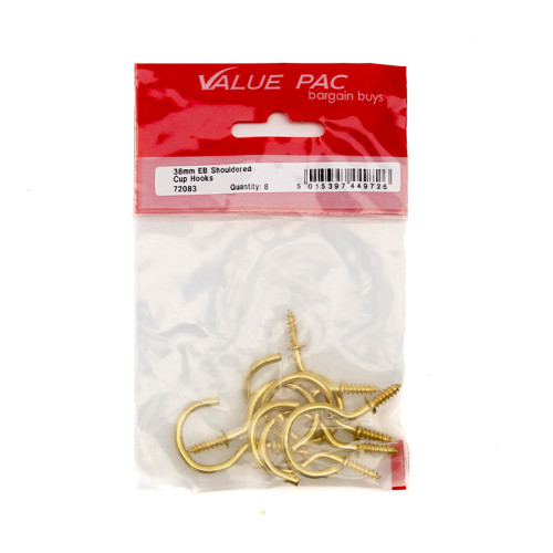 38mm EB Shouldered Cup Hooks 8pk