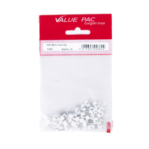 4mm White Cable Clip