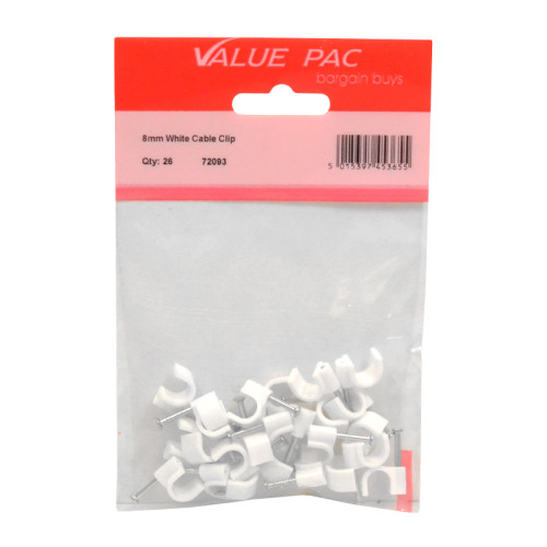 8mm White Cable Clip