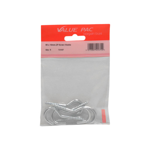 60 x 10mm ZP Screw Hooks