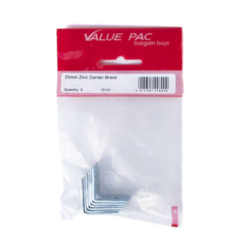 25mm ZP Corner Brace (Pack of 6)