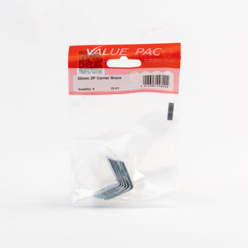 25mm ZP Corner Brace (Pack of 6)