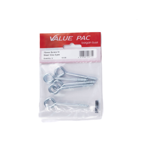 75mm x 12mm Screw In Steel Vine Eyes