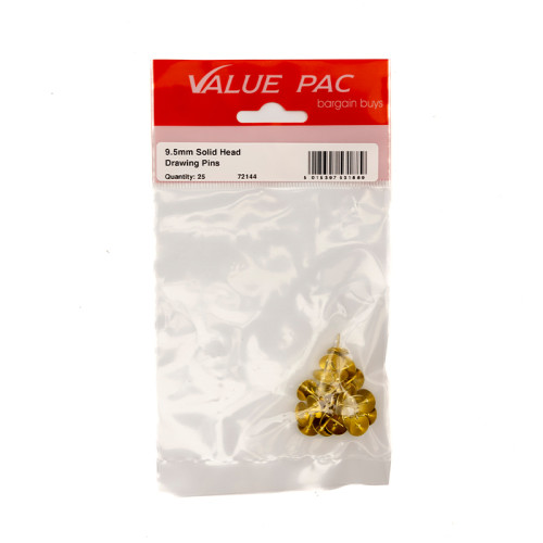 9.5mm Solid Head Drawing Pins (Pack of 25)