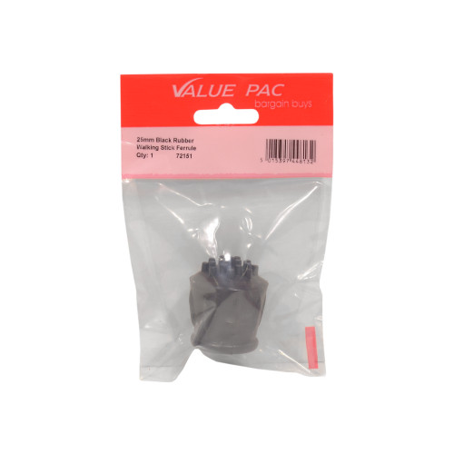 25mm Black Rubber Walking Stick Ferrule