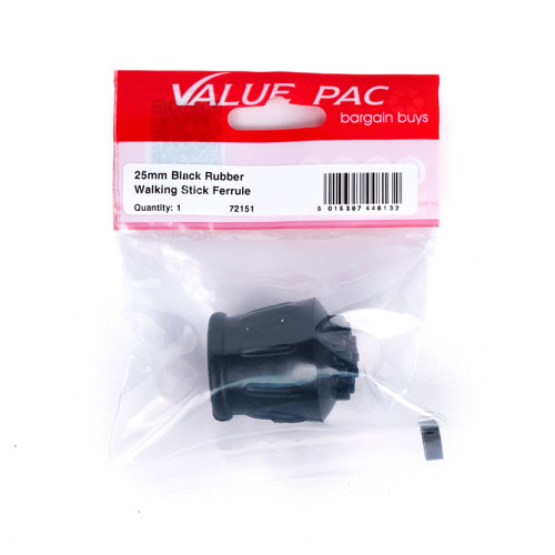 25mm Black Rubber Walking Stick Ferrule