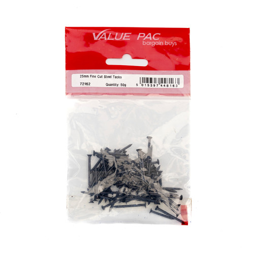 25mm Fine Cut Steel Tacks - (50g Pack)