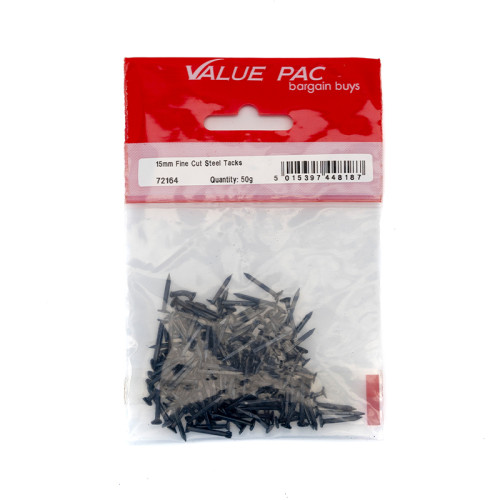 15mm Fine Cut Steel Tacks - (50g Pack)