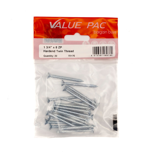 1 3/4" x 8 Pozi CSK ZP Twin Screws 22pk