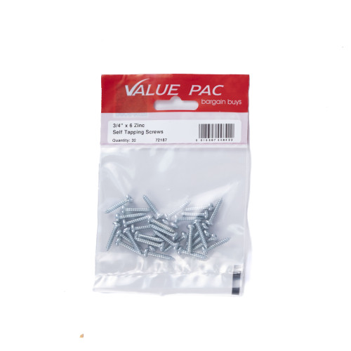 3/4" x 6 ZP Pan Head Self Tapping Screws (Pack of 32)