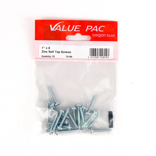1" x 8 ZP Pan Head Self Tapping Screws 22pk
