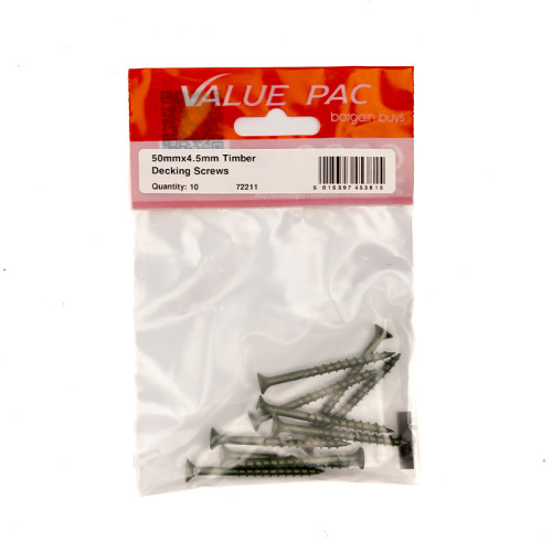 50mm x 4.5mm Timber Decking Screws (Pack of 10)