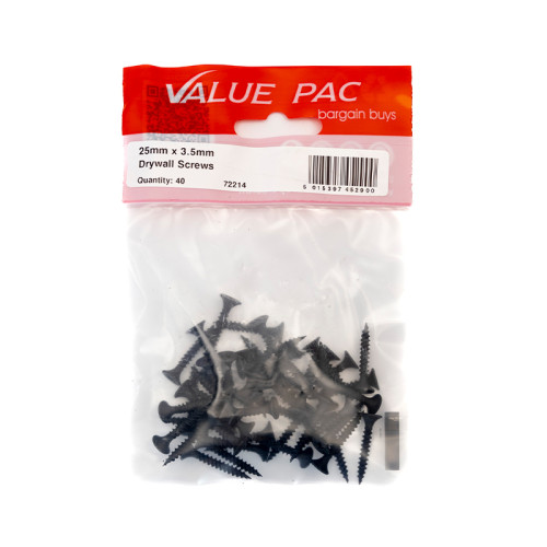 25mm x 3.5mm Drywall Screws (Pack of 40)