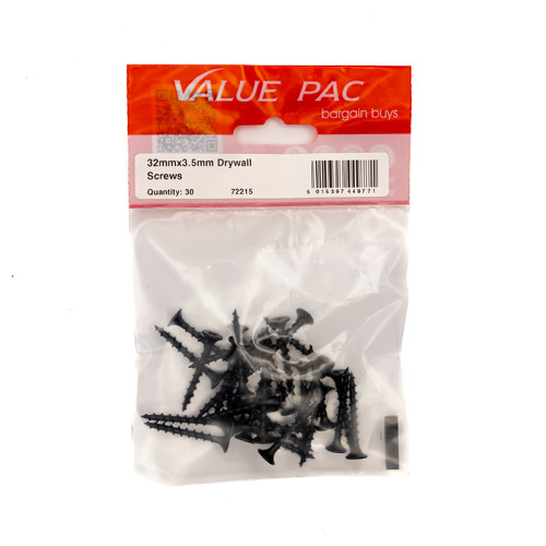 32mm x 3.2mm Drywall Screws (Pack of 30)