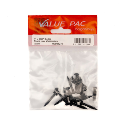 1" x 8 Pozi Black Round Head Woodscrews 15pk