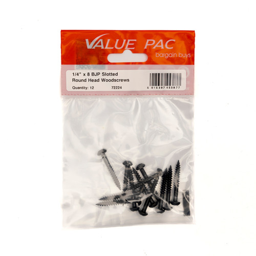 1 1/4" x 8 Pozi Black Round Head Woodscrews 12pk