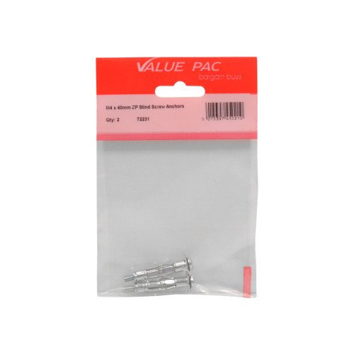 M4 x 40mm ZP Blind Screw Anchors