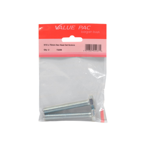 M10 x 70mm Hex Head Set Screws