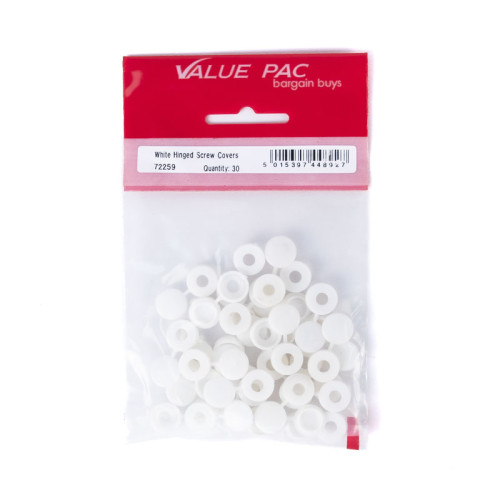White Hinged Screw Covers (Pack of 30)