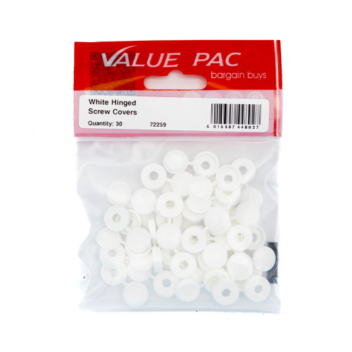 White Hinged Screw Covers (Pack of 30)