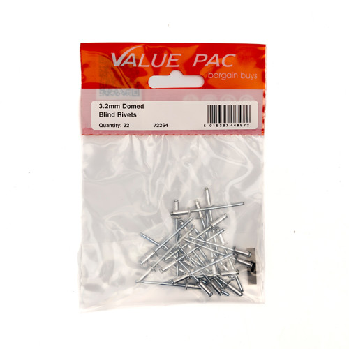 3.2mm x 7.9mm Domed Blind Rivets (Pack of 22)