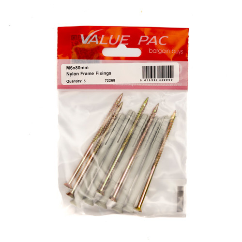 M6 x 80mm Hammer In Frame Fixings 5pk