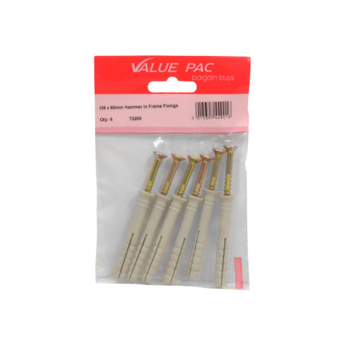 M8 x 60mm Hammer In Frame Fixings (Pack of 4)