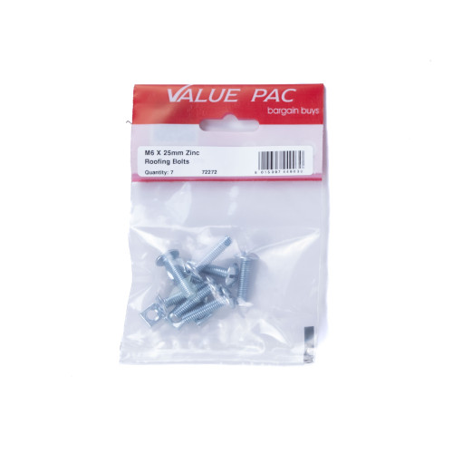 M6 x 25mm ZP Roofing Bolts (Pack of 7)