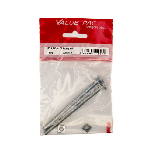 M6 x 100mm ZP Roofing Bolts (Pack of 2)