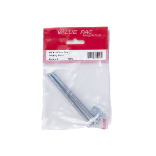 M6 x 100mm ZP Roofing Bolts (Pack of 2)