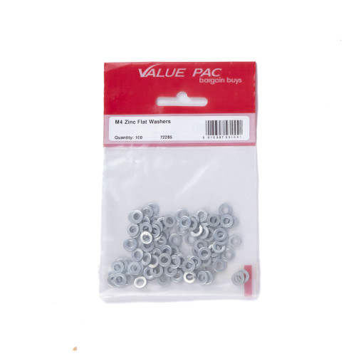 M4 ZP Flat Washers 100pk