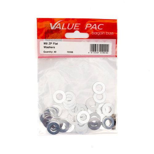M8 ZP Flat Washers 40pk