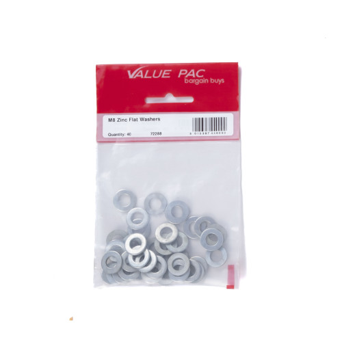 M8 ZP Flat Washers 40pk