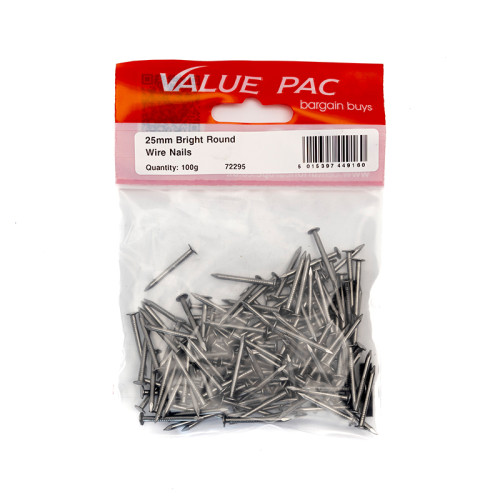25mm Round Wire Nails (100g Pack)