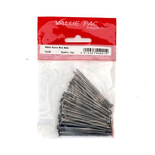 65mm Round Wire Nails - (120g Pack)
