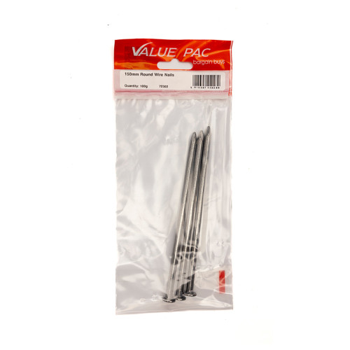 150mm Round Wire Nails - (100g Pack)