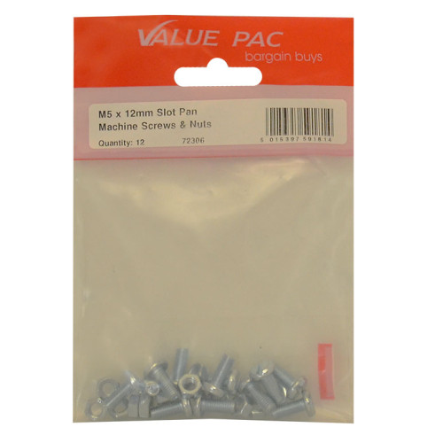 M5 x 12mm ZP Machine Screws & Nuts