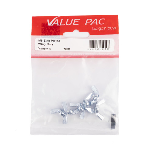 M6 ZP Wing Nuts (Pack of 6)