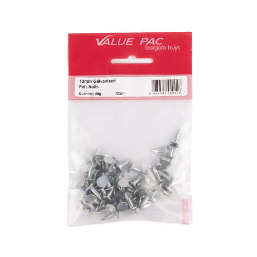 13mm Galv Felt Nails (80g Pack)