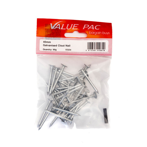 40 x 3mm Galv Clout Nail (90g Pack)