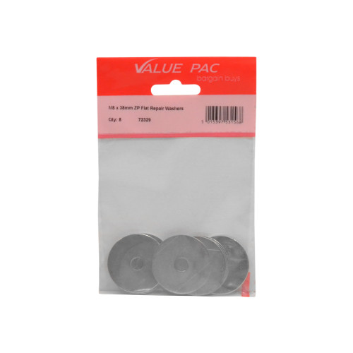 M8 x 38mm ZP Flat Repair Washers 8pk