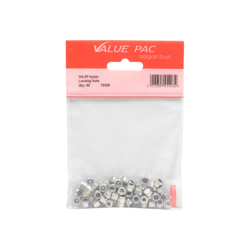M4 ZP Nylon Locking Nuts 40pk