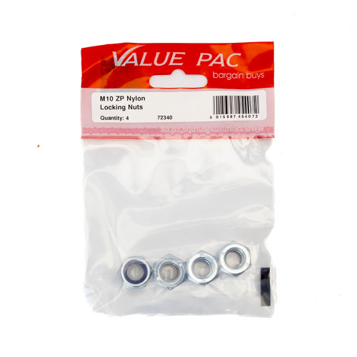 M10 ZP Nylon Locking Nuts 4pk