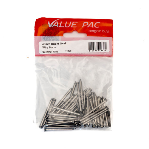 40mm Oval Wire Nails - (100g Pack)
