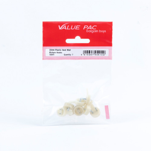 22mm Plastic Hard Wall Picture Hooks