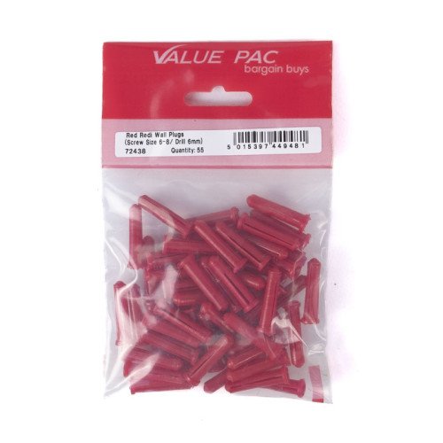 Screw Size 6-8/Drill 6mm Red 'Redi' Plugs 55pk