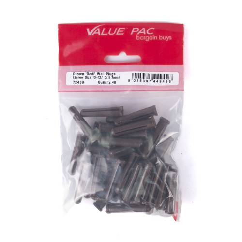 Screw Size 10-12 Drill 7mm Brown 'Redi' Plugs