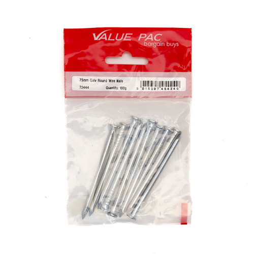 75mm Galv Round Wire Nails 100g