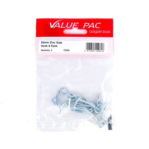 50mm (2") ZP Gate Hook & Eyes (Pack of 5)